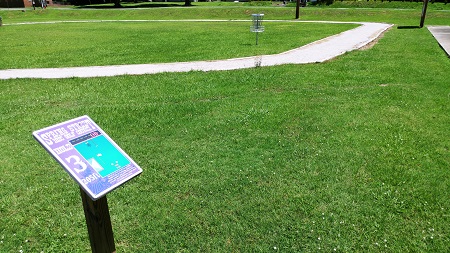 Spring Street disc golf course hole sign